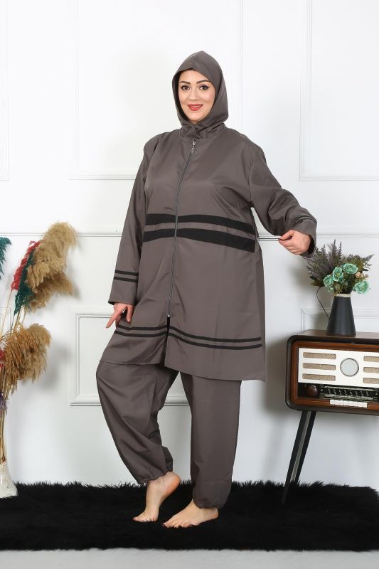 Moda Çizgi Büyük Beden Tesettür Mayo 7XL-8XL-9XL-10XL Füme 55010 - 1