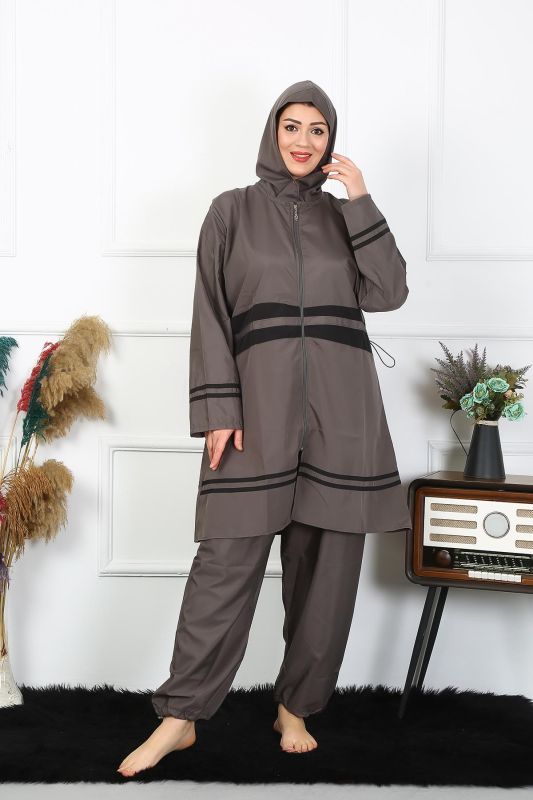 Moda Çizgi Büyük Beden Tesettür Mayo 7XL-8XL-9XL-10XL Füme 55010 - 7