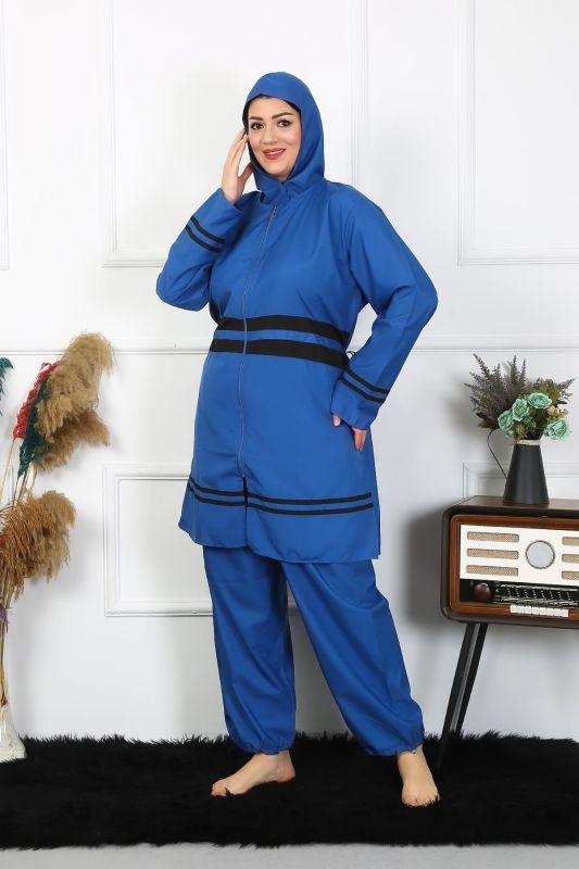 Moda Çizgi Büyük Beden Tesettür Mayo 7XL-8XL-9XL-10XL İndigo 55010 - 1