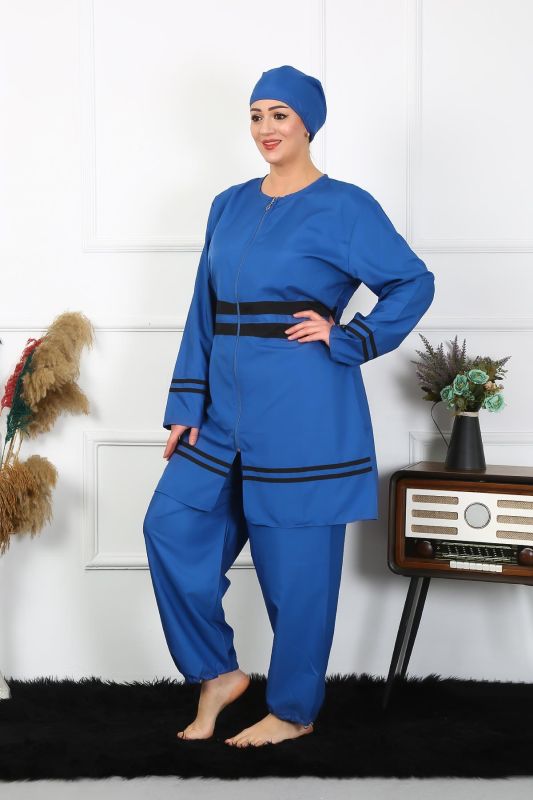 Moda Çizgi Büyük Beden Tesettür Mayo 7XL-8XL-9XL-10XL İndigo 55010 - 2