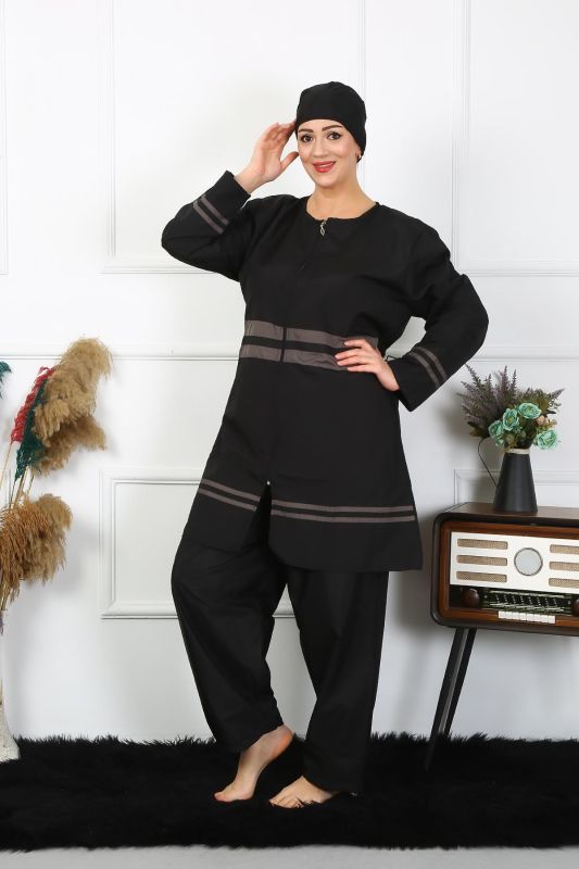 Moda Çizgi Büyük Beden Tesettür Mayo 7XL-8XL-9XL-10XL Siyah 55010 - 2