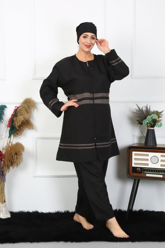 Moda Çizgi Büyük Beden Tesettür Mayo 7XL-8XL-9XL-10XL Siyah 55010 - 5