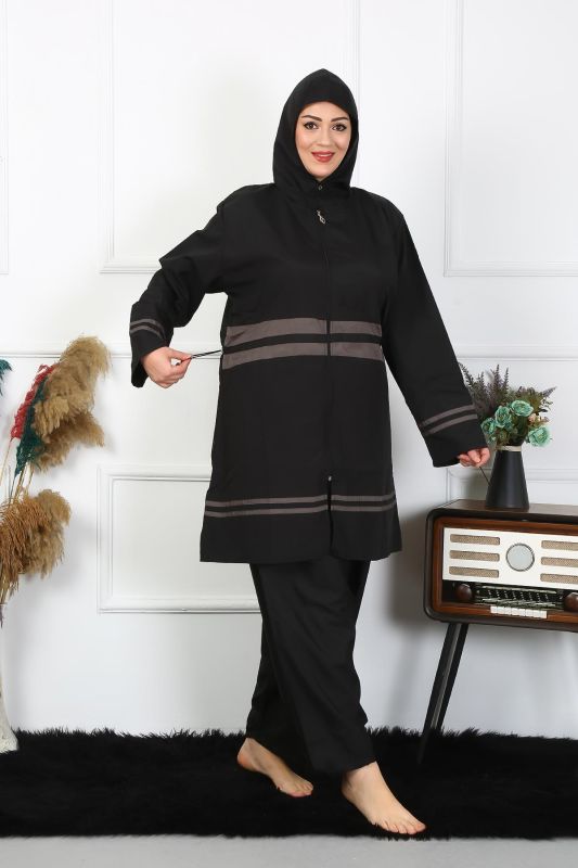 Moda Çizgi Büyük Beden Tesettür Mayo 7XL-8XL-9XL-10XL Siyah 55010 - 6