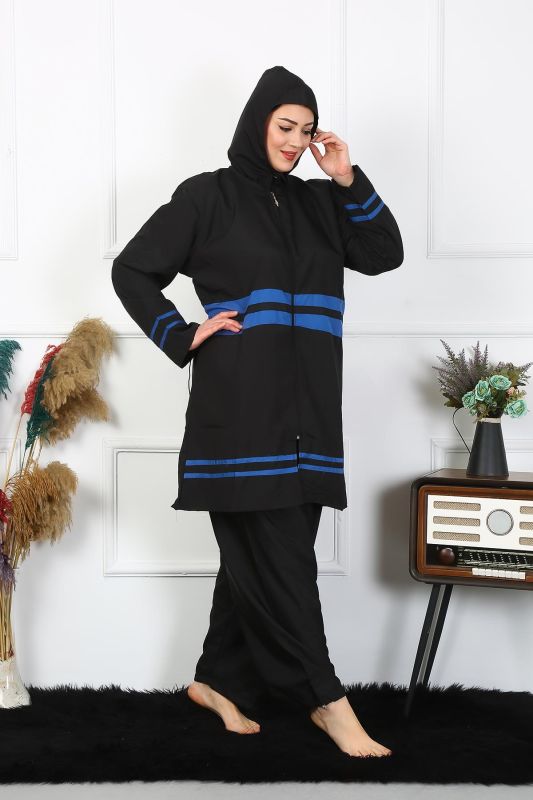 Moda Çizgi Büyük Beden Tesettür Mayo 7XL-8XL-9XL-10XL Siyah 55011 - 7