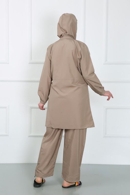 Moda Çizgi Büyük Beden Tesettür Mayo Bej 44020 - 3