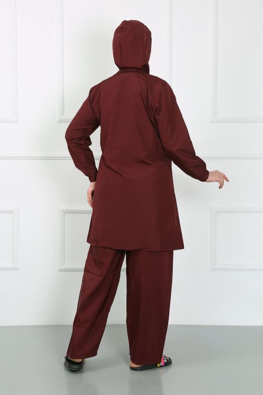 Moda Çizgi Büyük Beden Tesettür Mayo Bordo 44020 - 3