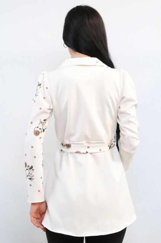 Moda Çizgi Jacket Model Blouse Ecru-Brown - 3