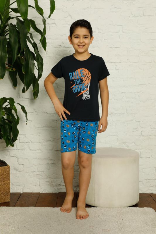 Moda Çizgi Children's Cotton Pajama Set with Shorts 4620 - 2