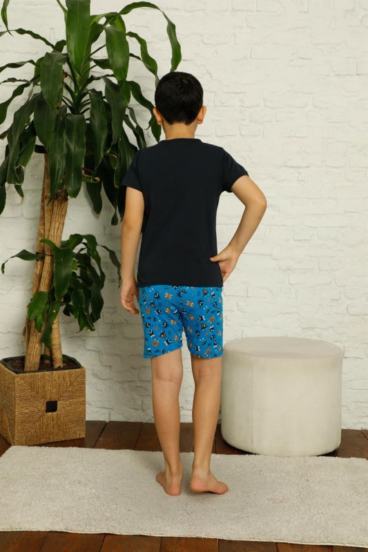 Moda Çizgi Children's Cotton Pajama Set with Shorts 4620 - 3