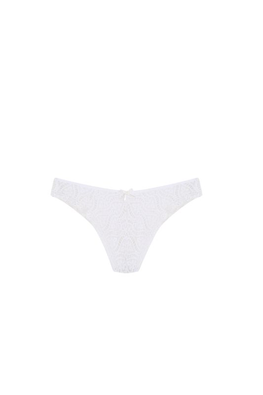 Moda Çizgi Dantelli 3lü Tanga Külot Ekru 40256 - 2