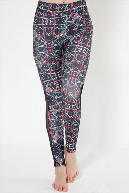 Moda Çizgi Desenli Tüllü Tayt 58956 - 3