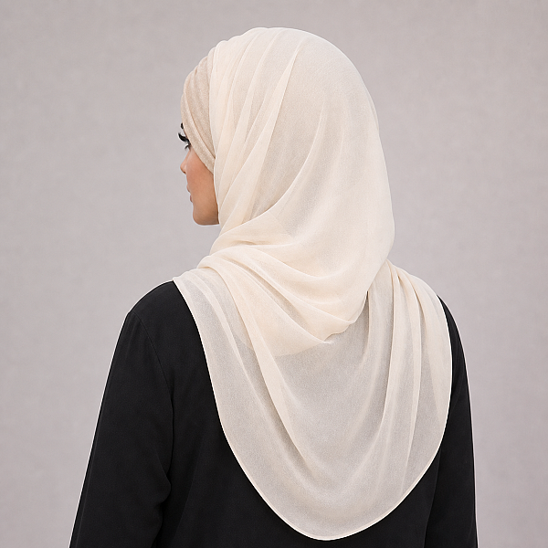Ekru Şifon Hazır Şal - 50600 - 3