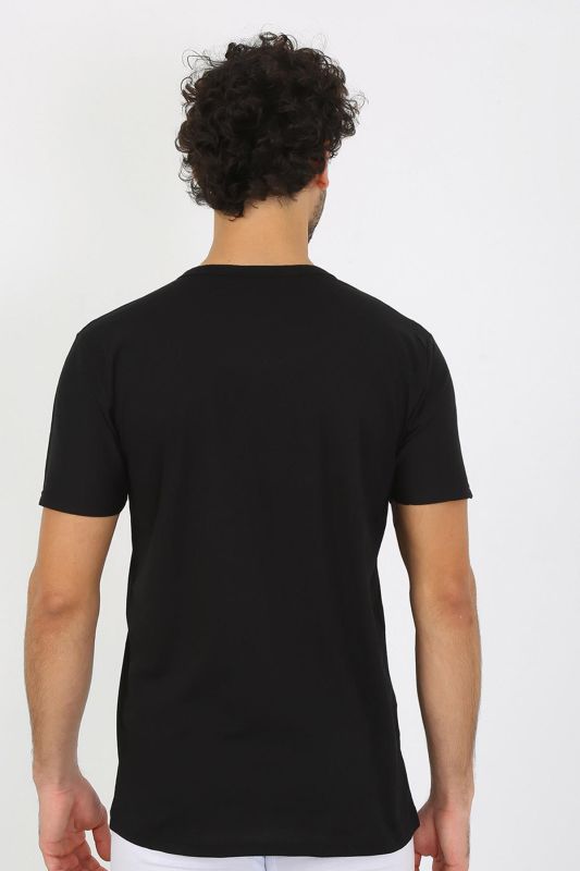 Moda Çizgi Erkek Açık Yaka Siyah Penye Atlet 6565 - 2