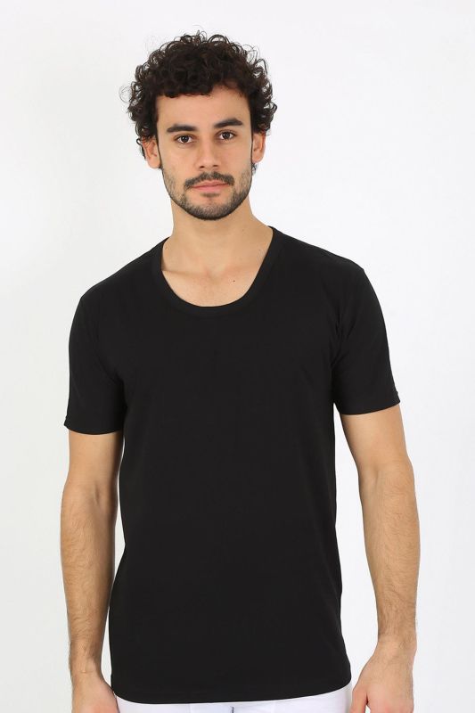 Moda Çizgi Erkek Açık Yaka Siyah Penye Atlet 6565 - 4