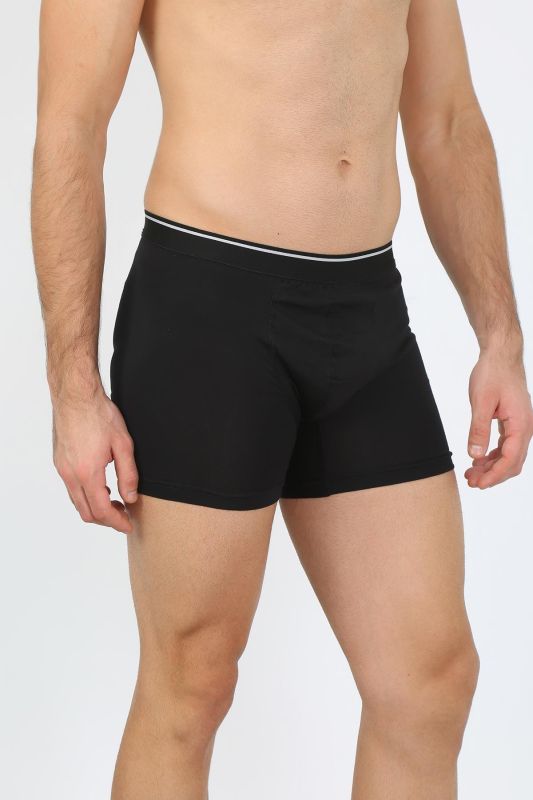 Moda Çizgi Erkek Büyük Beden Pamuk Likralı Boxer Siyah 40134 - 1