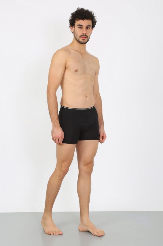 Moda Çizgi Erkek Büyük Beden Pamuk Likralı Boxer Siyah 40134 - 2