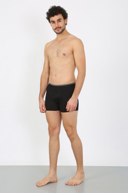 Moda Çizgi Erkek Büyük Beden Pamuk Likralı Boxer Siyah 40134 - 3
