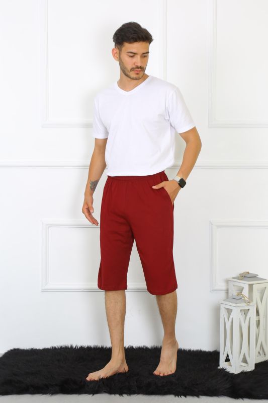 Moda Çizgi Erkek Cepli Pamuk Lakost Kapri Bordo 27554 - 1