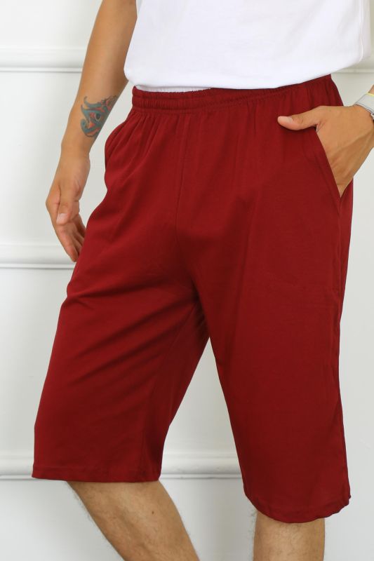 Moda Çizgi Erkek Cepli Pamuk Lakost Kapri Bordo 27554 - 3