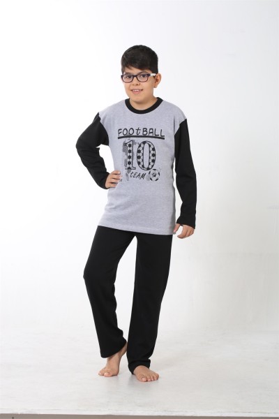 Moda Çizgi - Moda Çizgi Erkek Çocuk Gri Penye Pijama Takım 4508