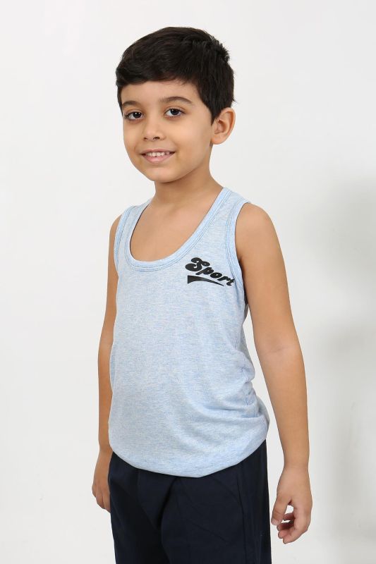 Moda Çizgi Erkek Çocuk Sıfır Kol Penye Pijama Takım Mavi 20439 - 2