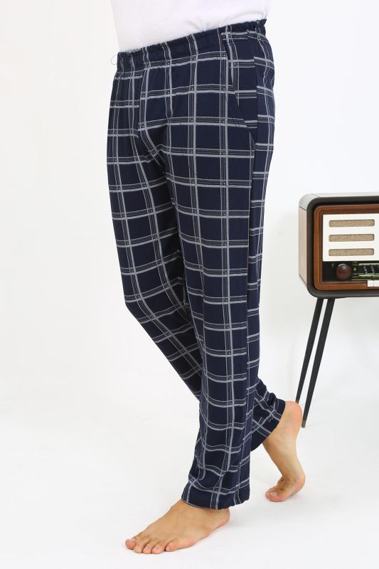 Moda Çizgi Erkek Ekoseli Desen Penye Tek Alt Pijama 27540 Lacivert - 6