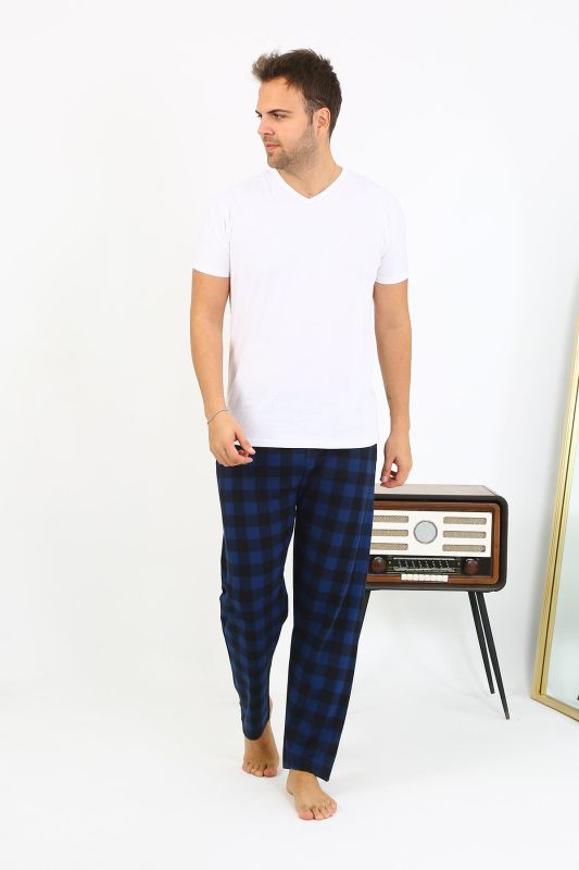 Moda Çizgi Erkek Ekoseli Desen Penye Tek Alt Pijama 27540 Siyah - 1