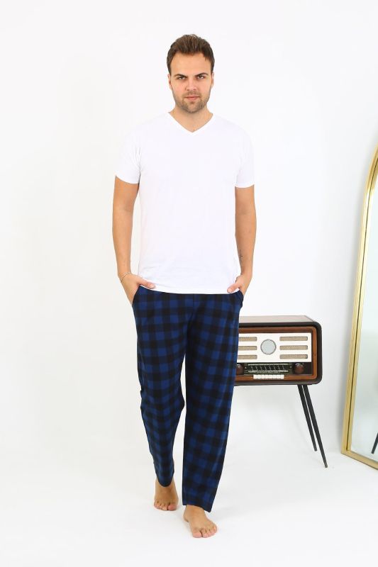 Moda Çizgi Erkek Ekoseli Desen Penye Tek Alt Pijama 27540 Siyah - 2