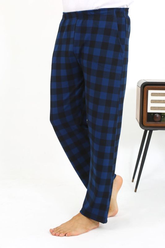 Moda Çizgi Erkek Ekoseli Desen Penye Tek Alt Pijama 27540 Siyah - 4