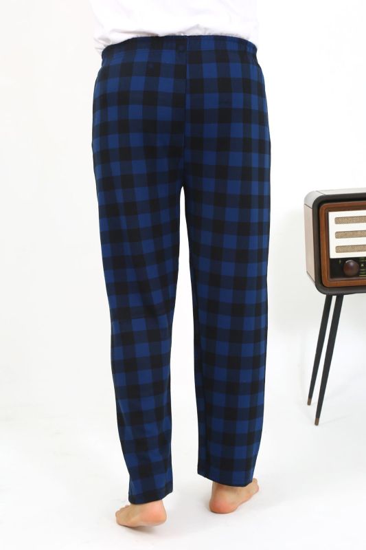 Moda Çizgi Erkek Ekoseli Desen Penye Tek Alt Pijama 27540 Siyah - 5