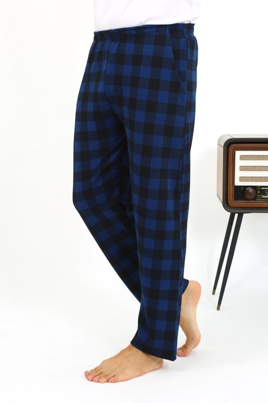 Moda Çizgi Erkek Ekoseli Desen Penye Tek Alt Pijama 27540 Siyah - 6