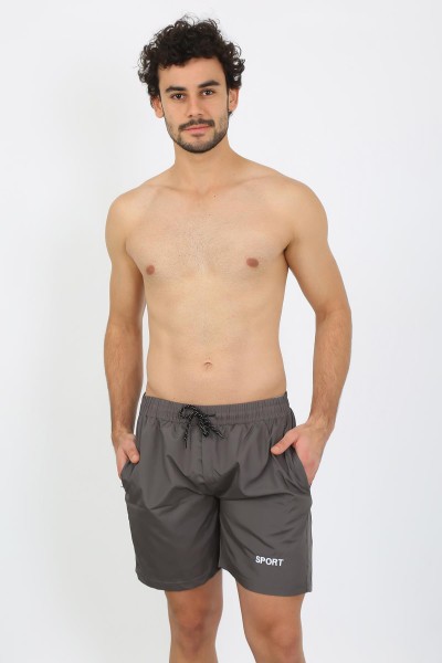 Moda Çizgi - Moda Çizgi Erkek Fermuar Cepli Deniz Şortu Füme 27485