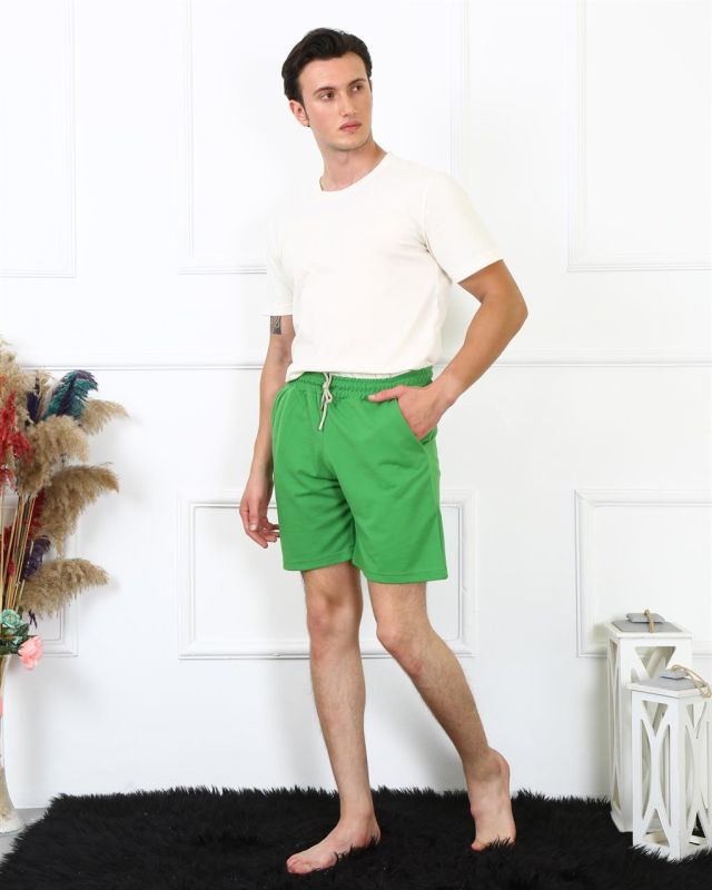 Moda Çizgi Erkek Lakost Fıstık Yeşili Şort 27487 - 2