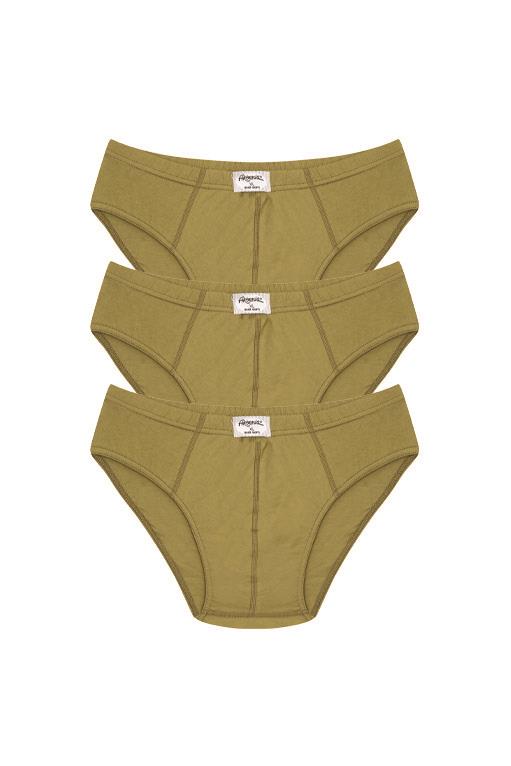 Moda Çizgi Erkek Pamuk 3lü Haki Slip 40129 - 1