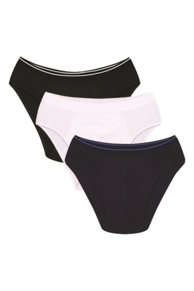 Moda Çizgi - Moda Çizgi Erkek Pamuk 3lü Siyah Beyaz Laci Likralı Slip 40122