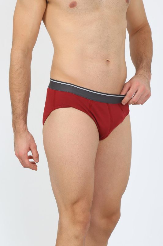 Moda Çizgi Erkek Pamuk 3lü Siyah Bordo Gri Likralı Slip 40125 - 2