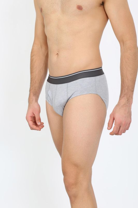 Moda Çizgi Erkek Pamuk 3lü Siyah Laci Gri Likralı Slip - 4