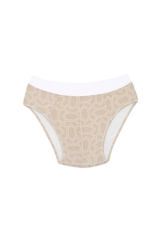 Moda Çizgi Erkek Pamuk Desenli Likralı Slip Krem 40131 - 2