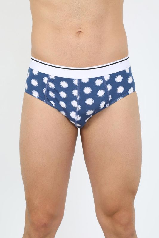 Moda Çizgi Erkek Pamuk Desenli Likralı Slip Lacivert 40131 - 1