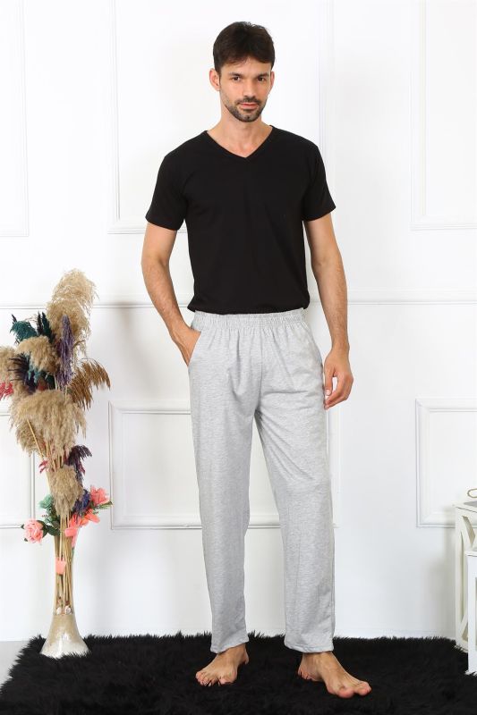 Moda Çizgi Erkek Pamuk Gri Tek Alt Pijama 27495 - 3
