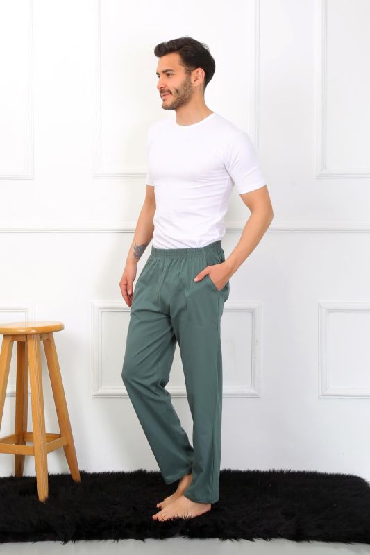 Moda Çizgi Men's Cotton Khaki Single Bottom Pajamas 27495 - 3