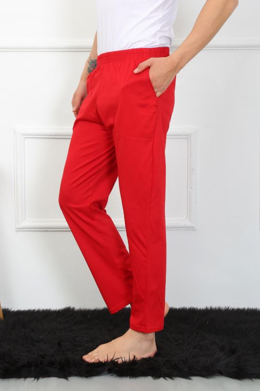 Moda Çizgi Erkek Pamuk Kırmızı Tek Alt Pijama 27495 - 3