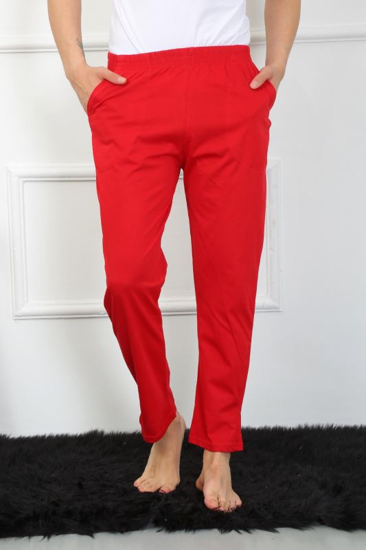 Moda Çizgi Erkek Pamuk Kırmızı Tek Alt Pijama 27495 - 4