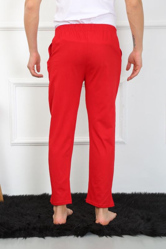 Moda Çizgi Erkek Pamuk Kırmızı Tek Alt Pijama 27495 - 5