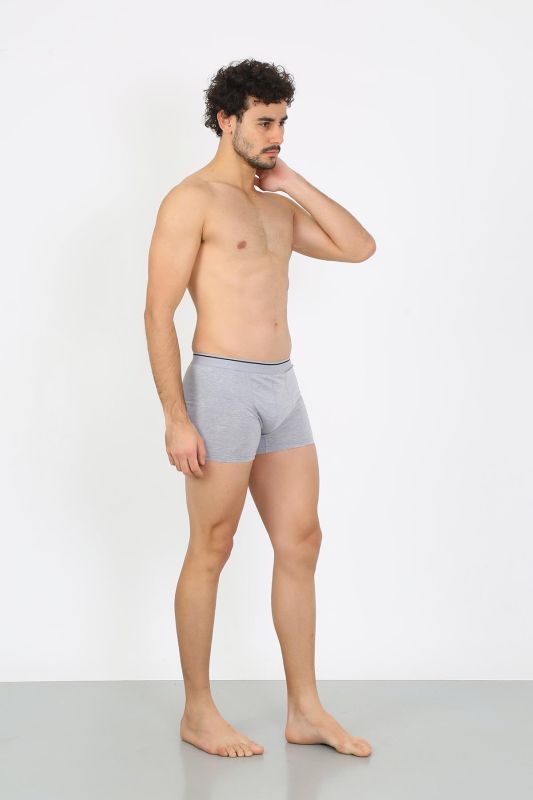 Moda Çizgi Erkek Pamuk Likralı Boxer Gri 40133 - 3