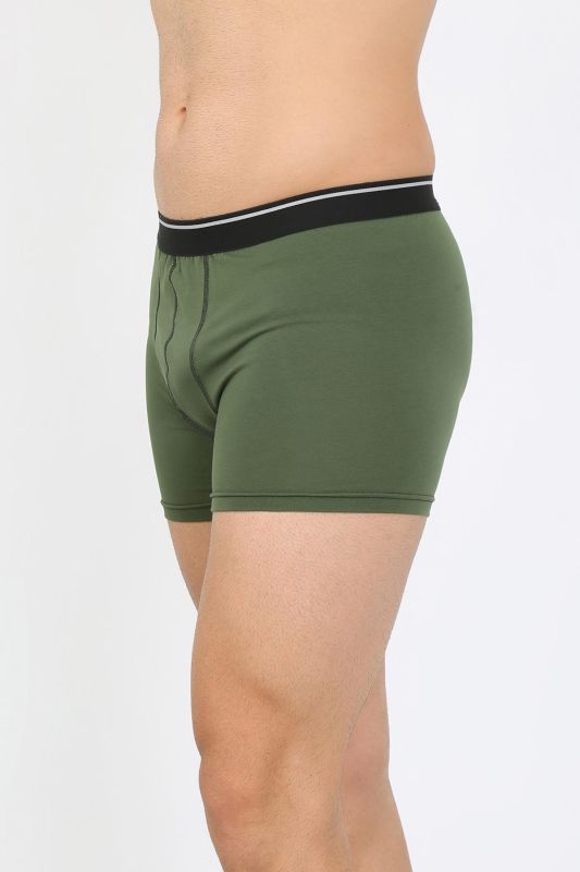 Moda Çizgi Erkek Pamuk Likralı Boxer Haki 40133 - 1