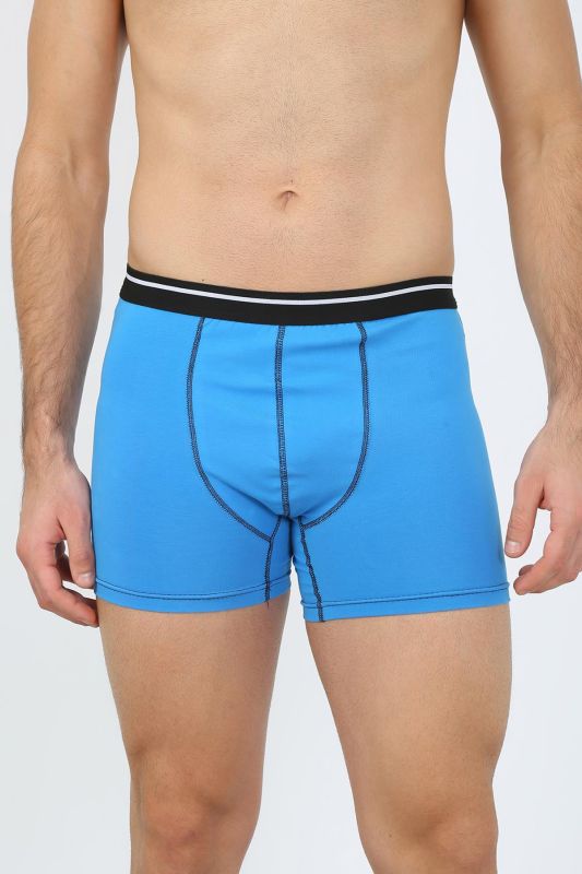 Moda Çizgi Erkek Pamuk Likralı Boxer Mavi 40133 - 1