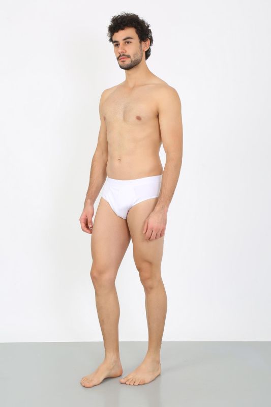 Moda Çizgi Erkek Pamuk Likralı Slip Beyaz 40132 - 3