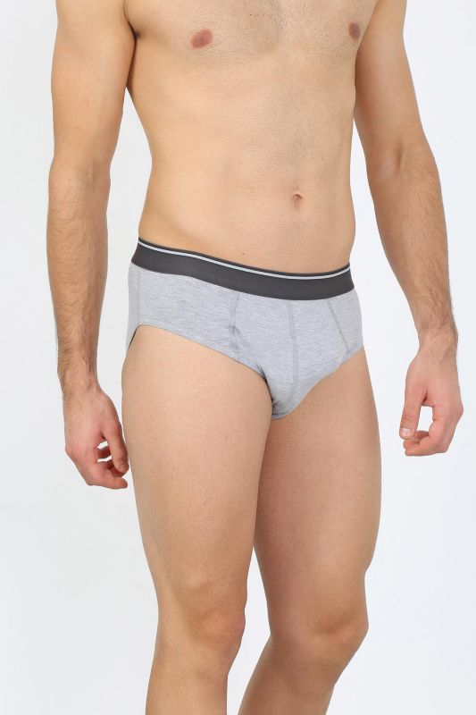 Moda Çizgi Erkek Pamuk Likralı Slip Gri 40132 - 3