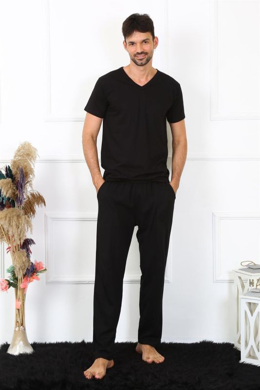 Moda Çizgi Erkek Pamuk Siyah Tek Alt Pijama 27495 - 1